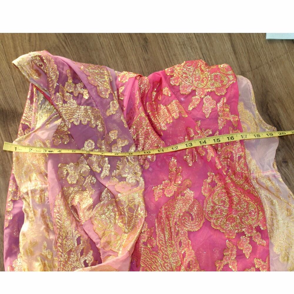 Boston Proper Gold Metallic Brocade Kaftan Cape Top | Jeweled V-Neck | Size M - Picture 7 of 7